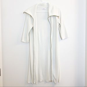 Cream Color Zip Up Long Sweater